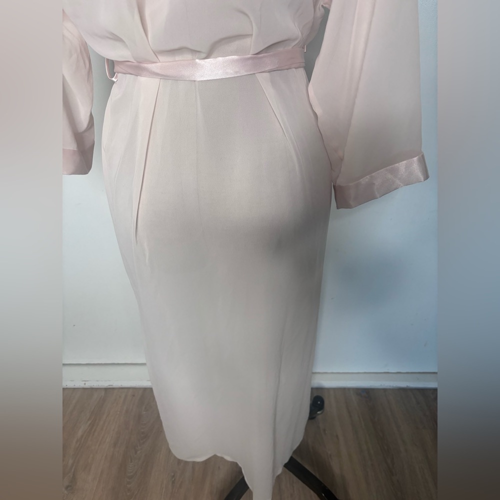 Vintage California Dynasty Sheer Lace Robe Pink Satin Trim – Medium - Picture 10 of 13